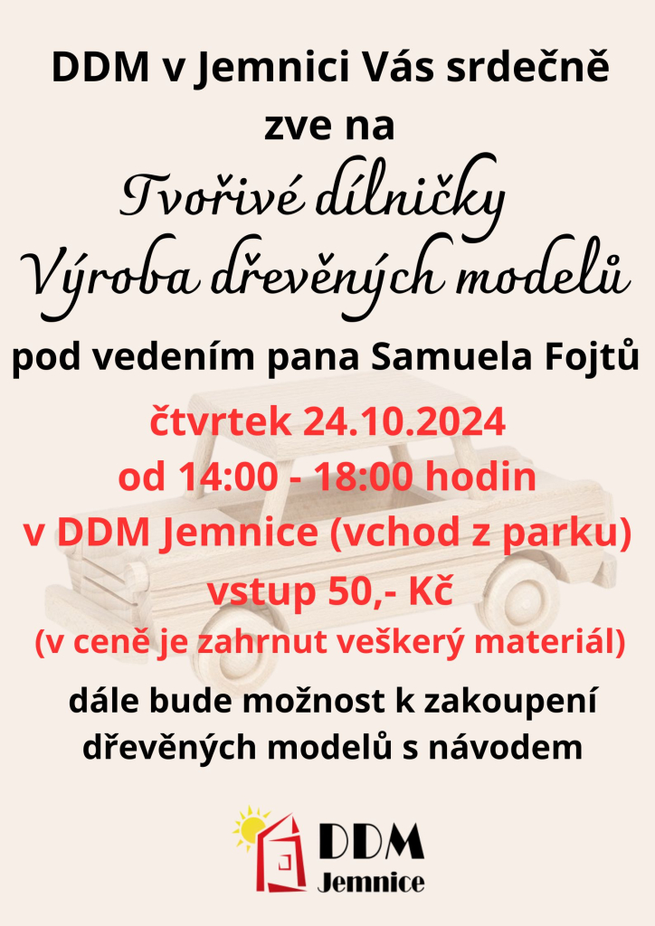 Tvořivé dílničky - Výroba dřevěných modelů